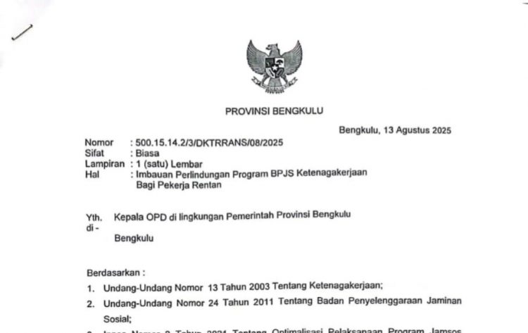 5 Kriteria Pekerja Rentan yang Menjadi Tanggung Jawab OPD Pemprov Bengkulu