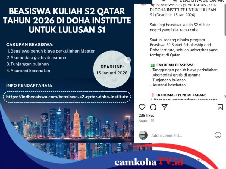 Beasiswa S2 di Qatar, Dapat Tunjangan Bulanan hingga Bebas Asrama, Ini Persyaratan Pendaftarannya