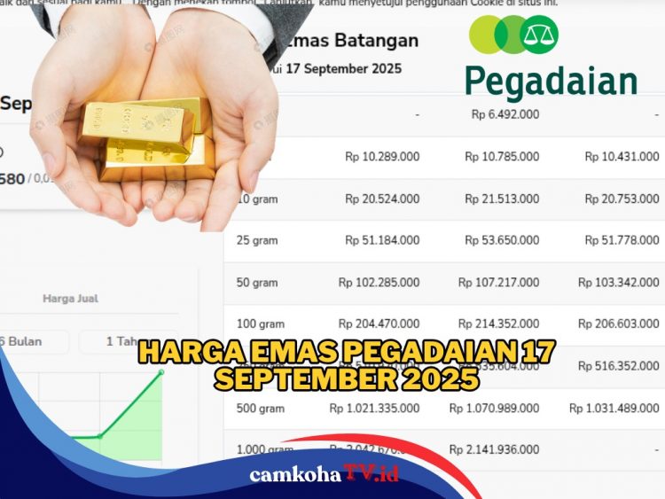 Update Harga Emas Pegadaian 17 September 2025, Antam dan UBS Selisih Tipis