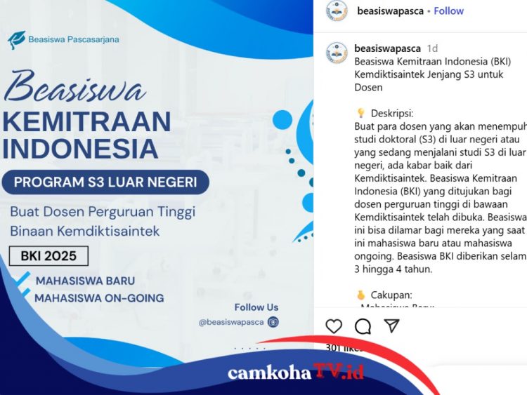 Buat Dosen yang Mau S3, Bisa Daftar Beasiswa Kemitraan Indonesia 2025, Ini Syarat dan Link Daftar