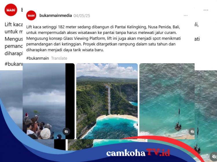 Lift Kaca di Pantai Kelingking Nusa Penida, Siap Manjakan Wisatawan