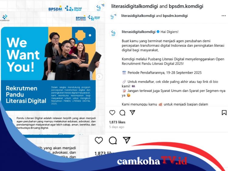 Peluang Karir, Komdigi Buka Lowongan Kerja Pandu Literasi Digital, Usia Minimal 20 Tahun