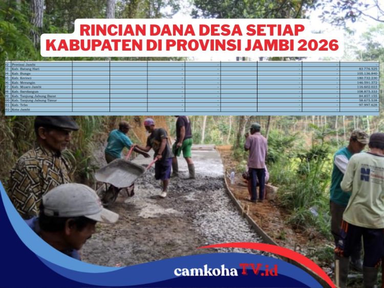 Rincian Dana Desa Tahun 2026 Seluruh Kabupaten di Provinsi Jambi