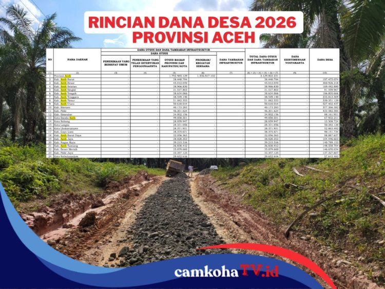 Rincian Lengkap Kucuran Dana Desa Provinsi Aceh Tahun 2026, Cek Alokasi DD di Kabupatenmu