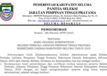 2 Peserta Seleksi Calon Sekda Seluma Gugur Tahap Administrasi