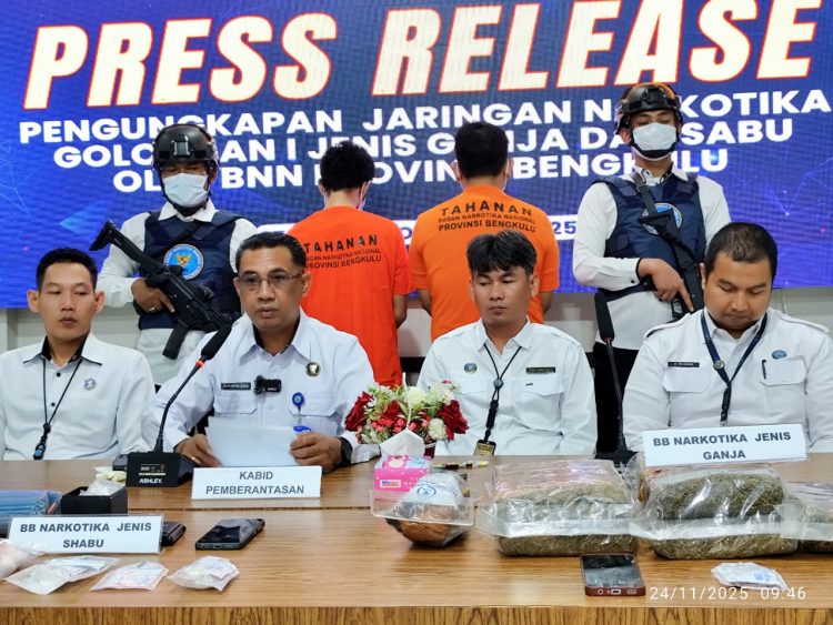 BNNP Bengkulu Tangkap 2 Tersangka Dalam Tempo Sepekan, Barang Bukti Bernilai Ratusan Juta Diamankan