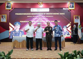 Disaksikan Sesjampidum, Kejati dan Pemprov Bengkulu Teken MoU dan PKS Penerapan Pidana Kerja Sosial