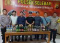 Operasi Pekat Nala 2025: Polsek Selebar Sita Ratusan Botol Miras dan Miras Tradisional Tuak