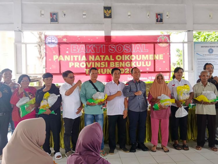 Aksi Sosial Panitia Natal Oikumene Bengkulu, Salurkan Paket Sembako di Seluma