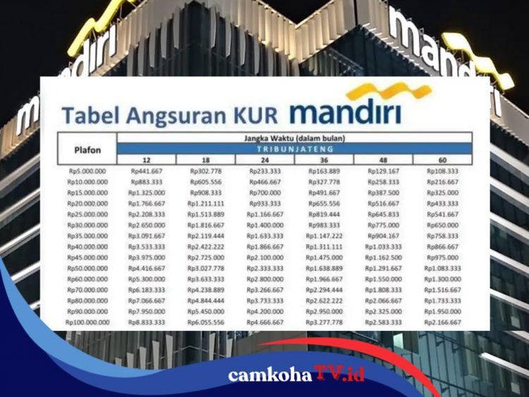 Tabel Angsuran Pinjaman Rp 25 Juta KUR Mandiri 2025