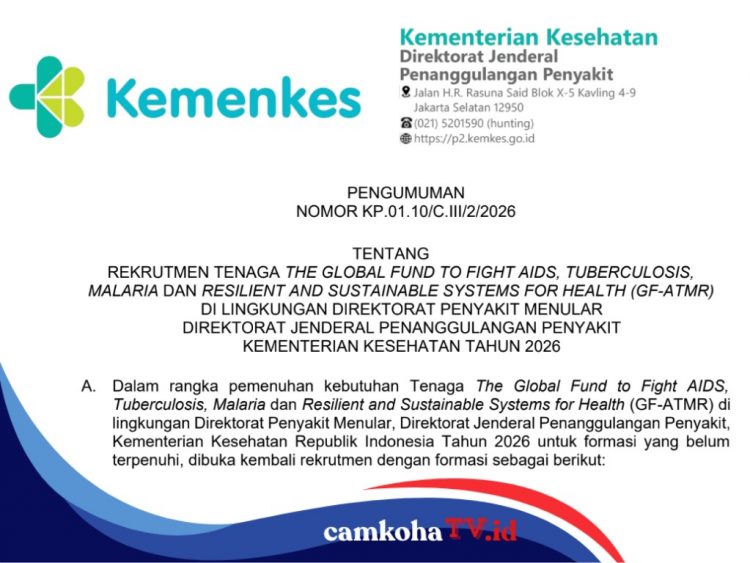 Pengumuman Rekrutmen Tenaga Program Global Fund (GF-ATMR) Tahun 2026, Baca Syarat dan Tahapan Pendaftarannya
