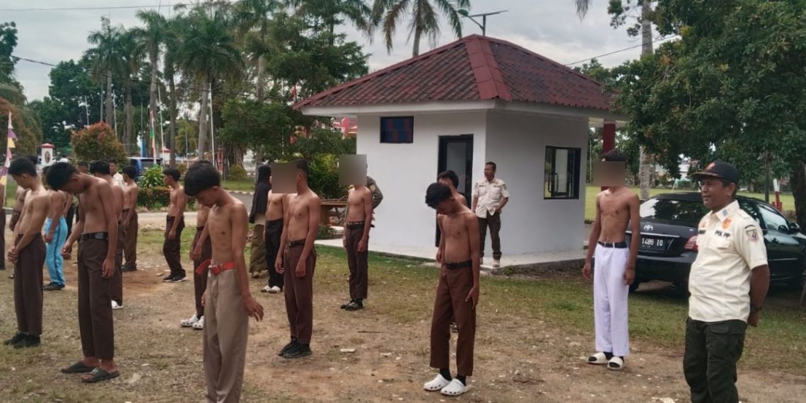 Penampakan Puluhan Pelajar Terjaring Razia Satpol PP Saat Lari Keliling di Kantor Gubernur Bengkulu
