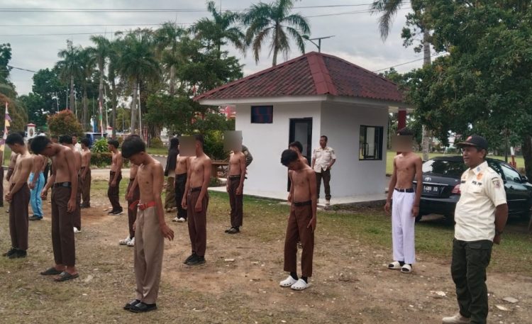 Penampakan Puluhan Pelajar Terjaring Razia Satpol PP Saat Lari Keliling di Kantor Gubernur Bengkulu
